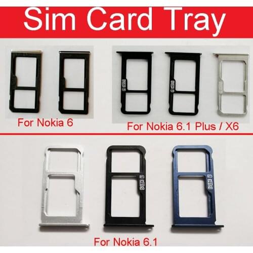 Micro Sim Card Tray Holder For Nokia X6 6 6.1Plus 6.1 2018 TA-1016 TA-1043 TA-1045 TA-1068 SD Reader Card Slot Replacement Parts