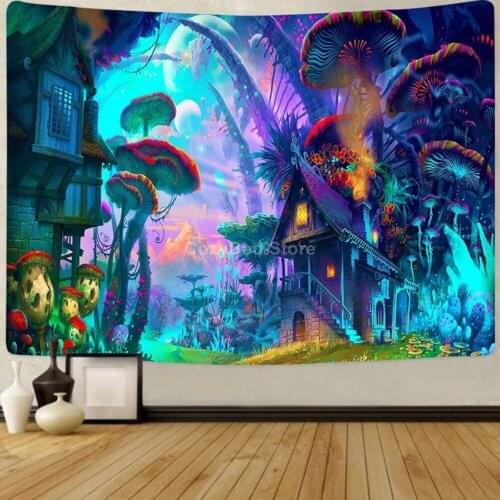 Mushroom Tapestries Small Tapestry Wall Hanging Custom Decoration Home Dorm Room Decor Tapiz Pared Tela Bedroom Psychedelic