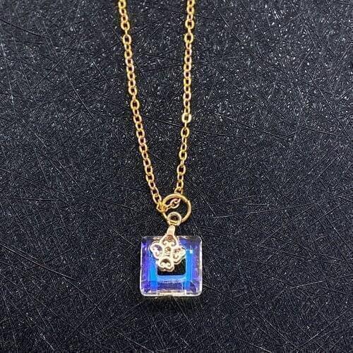 Exquisite Pendant Necklace Natural Square Crystal Jewelry 7x7 mm DIY Handmade Jewelry Accessories Ladies Jewelry Charm