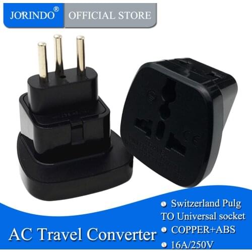 JORINDO full Copper 10A 250V CE certified charging converter Swiss standard travel plug adaptor with security door