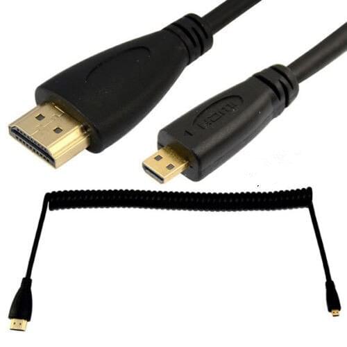 Mobile phone tablet HDMI cable Micro HDMI to HDMI high-definition spring cable, retractable cable 2 meters