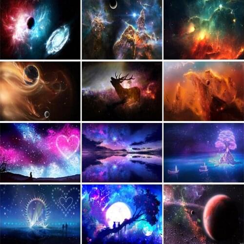 DIY 5D Painting With Diamond Full Round & Square Resin Mosaic Diamond Embroidery Cross Stitch Kits Wall Art Decor Night Sky