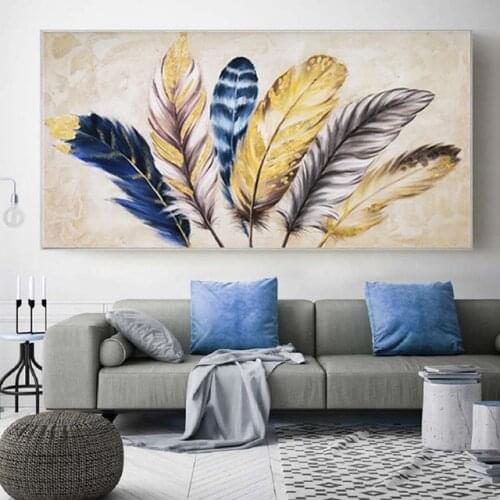 Large Nordic Golden Feather Peacocks 5d diy diamond painting full drill square rhinestone mosaic embroidery round Decor X64