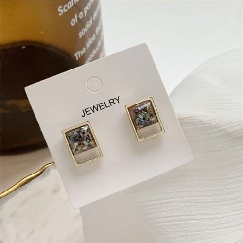 Classic Gold Color Lucite Cube Stud Earrings Simple Square Earrings Studs Modern Minimalist Earrings Jewelry Wholesale