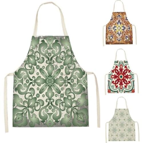 Mandala Striped Pattern Kitchen Apron Moroccan Lattice Home Cooking Baking GeometrIc Kitchen Adult Aprons for Women Pinafores
