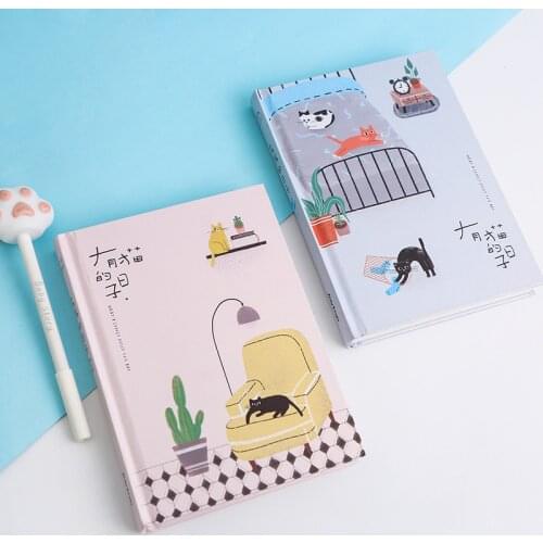 Korean Cute Cat Family Schedule Personal Planner Organizer Small Fresh Notebook Agenda Plan A5 Most Suitable for Students' Gifts