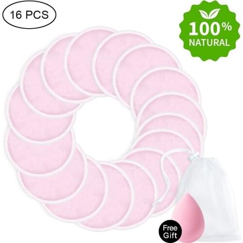 Make Up Remover Pads Reusable 4/8/10/16Pcs Face Wipes Makeup Washable Cleansing Cotton Bamboo Three Layers With Mesh Laundry Bag