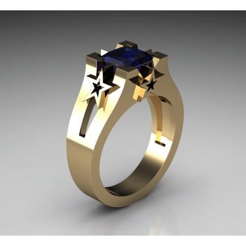 WYJZY Fashion inlaid blue zircon ladies exquisite engagement ring unique craft design ladies casual dress up jewelry