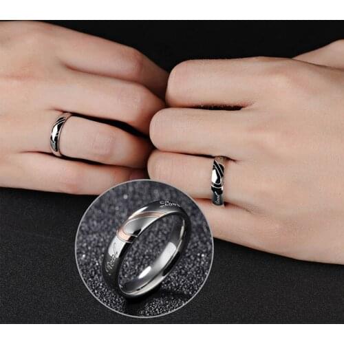 Fashion Simple Heart-shaped Puzzle Couple Ring for Women Simple Jewelry Promise Date Gift Engagement Wedding Wedding Bands Round