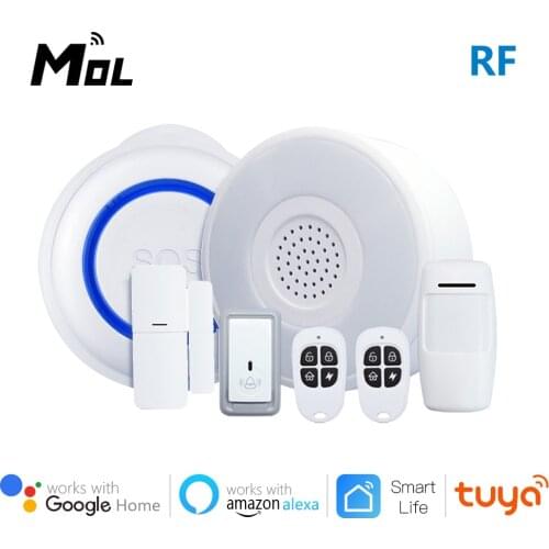 MOL Tuya APP Wifi Home GSM Alarm Wireless 433mhz Home Windows Burglar Alarm Security System Smart Camera RF APPS Control