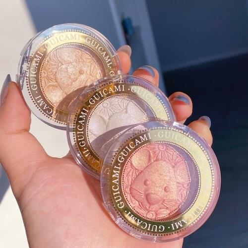 GUICAMI Cartoon Mice 4 Color Highlighter Face Bronzers Palette Makeup Face Contour Shimmer Powder Illuminator Highlight Cosmetic