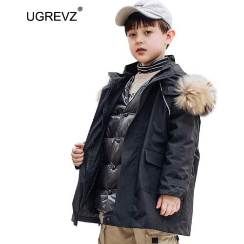 New Winter Baby Boys Down Jacket Clothes Kids Snow Hooded Thicken Wear Outerwear Parkas Removabl Boy Snowsuits Children Clothing