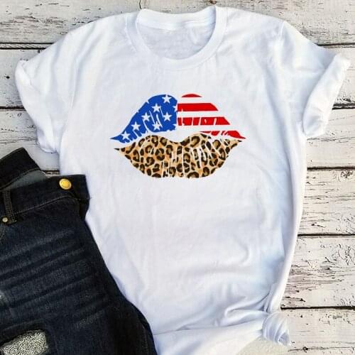 Patriotic Lips Shirt American Flag Lips Tops Women Clothing Kisses Tshirt 4th of July Graphic Tees Women Merica Unisex Shirt