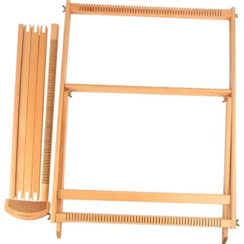 70x50cm Tapestry Knitting Machine Weaving Loom with Stand Solid Wood Arts & Crafts Weaving Frame Loom Beginner Supplies