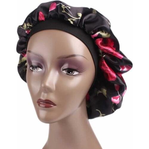 HanXi Women Satin Silk Bonnet Beanie Fashion Bonnet de nuit Hats Salon Hat Turban Durag doo rag Headwrap
