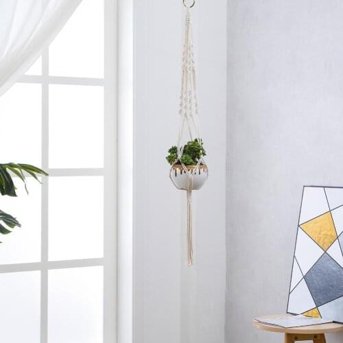 1pc Large-sized Plant Hanger Basket Handmade Rope Pots Holder Fine Hemp Rope Net Flower Pot Plant Lanyard