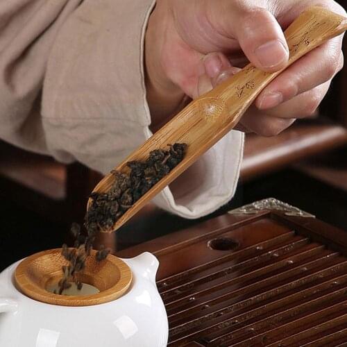 1Pcs Tea Accessories Chinese Kongfu Wooden Bamboo Retro Natural Portable Scoop Bamboo Teaspoon Delicate Style Spoon Tea K0T8