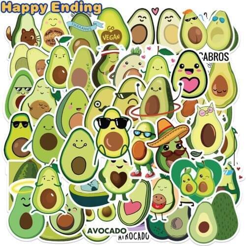 10/30/50 PCS Kawaii Avocado Cartoon Stickers DIY Scrapbooking Phone Luggage Suitcase Bike Guitar Sticker Decal Toys For Children