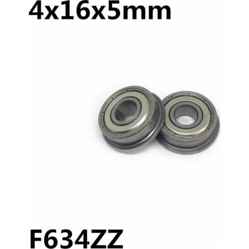 10Pcs F634ZZ 4x16x5 mm Flange Bearings Deep Groove Ball Bearing High Quality F634