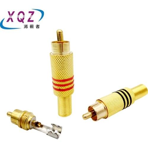 10PCS/Lot AV connector welded Gold Metal RCA Connector Male Jack Plug AV Plugs For PC Audio Vedio Welding DIY Parts
