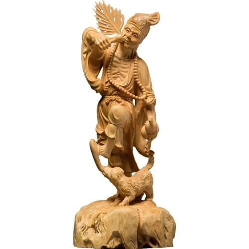 18/22 cms Dragon Lohan Mad Monk Jigong Statue Collect China Boxwood Hand Carved Buddhism