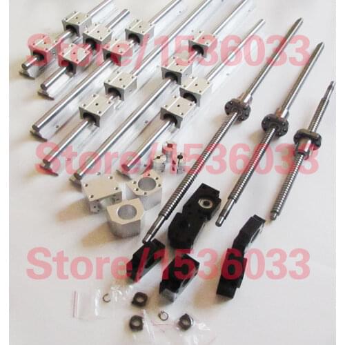 3 linear rail SBR sets + ballscrew ball screws sets+ BK/BF12+ couplers for CNC