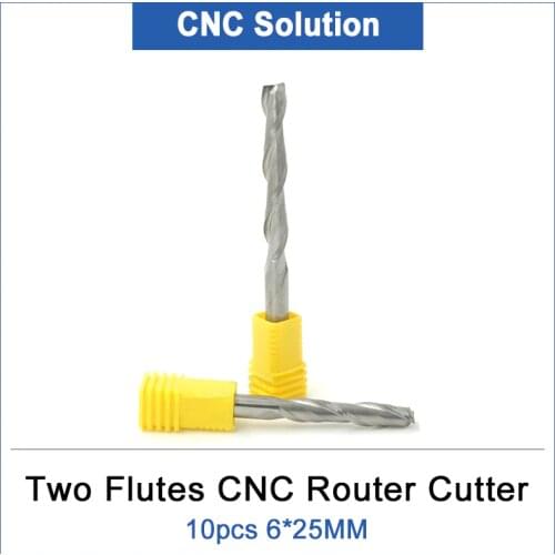 5pcs Two Flutes Spiral Carbide Tools 6*25MM Carving Tool Bits Engraving Cutters End Mill For CNC Router Machine