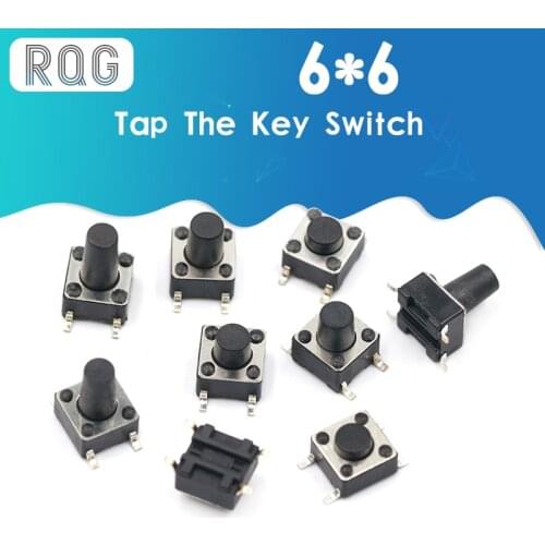 20PCS SMD 4PIN 6x6x4.3/5/6/7/8/9/10 mm Micro Tact Switch 0.5A 50V Push Button Switches 6x6x4.3mm 6x6x5mm 6x6x6mm 6x6x7mm 6x6x8mm
