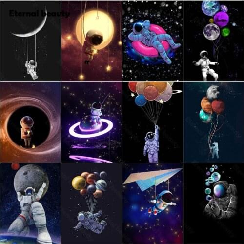 5D Diy Diamond Painting Astronaut Series Cartoon Funny Portrait Full Diamond Embroidery Balloon Mosaic Art Painting Needlework