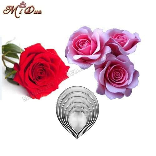 6 Pcs Fondant Cake Decoration Rose cutter gum paste flower Cutter Stainless steel peony cutter Set