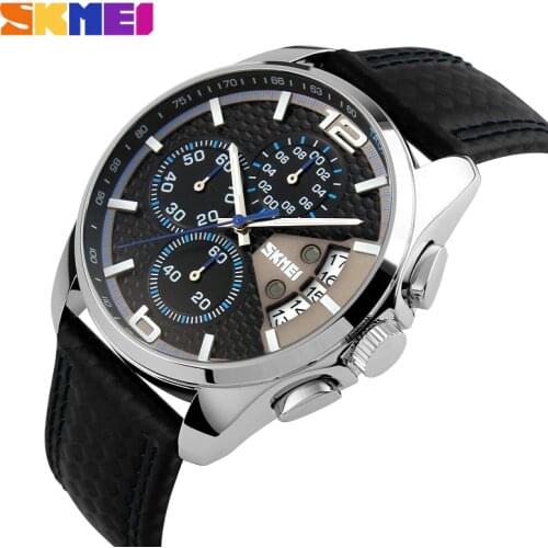 2019 New Sport Watches Men Fashion Quartz Wristwatches Waterproof Leather Band Stopwatch Luxury Brand Skmei Relogio Masculino