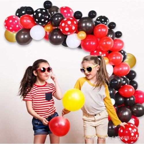 1Set Happy Birthday Decoration Kid Balloon Mickey Minnie Mouse Baby Shower Girl Boy Balloon Cartoon Globos Red Black Photo Props