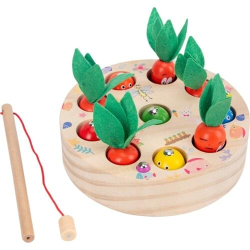 Montessori Wooden Toy for Toddlers Shape Size Sorting Carrots Harvest Stacking Game Sensory Education Fine Motor Skill Baby Gift