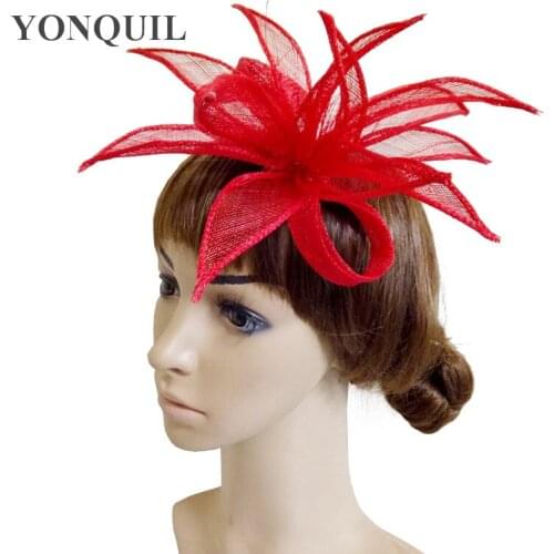Elegant Bridal Mariage Headwear Wedding Fashion Fascinator Hair Accessories Sinamay Headdress With Fancy Feather Hair Pin Hats