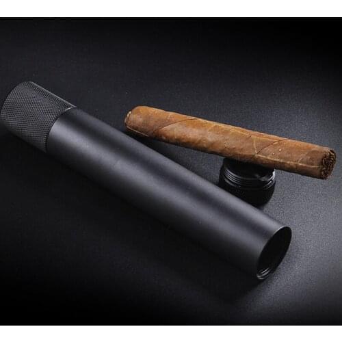 1pcs 3 in 1 Zinc Alloy Cigar Tube Portable black Travel Cigar Case Humidor Holder Mini Cigar box
