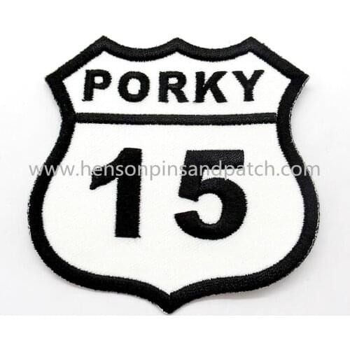 Customized iron on PORKY embroidery cloth patches