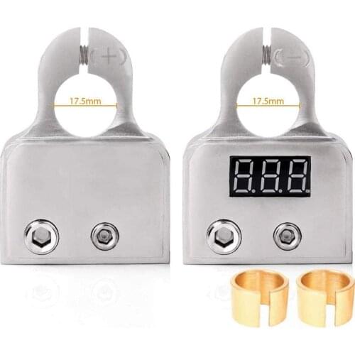 Car Battery Terminal Connectors Kit With Voltmeter Display Positive Negative Car Battery Post Clamp For Car Auto Accessories