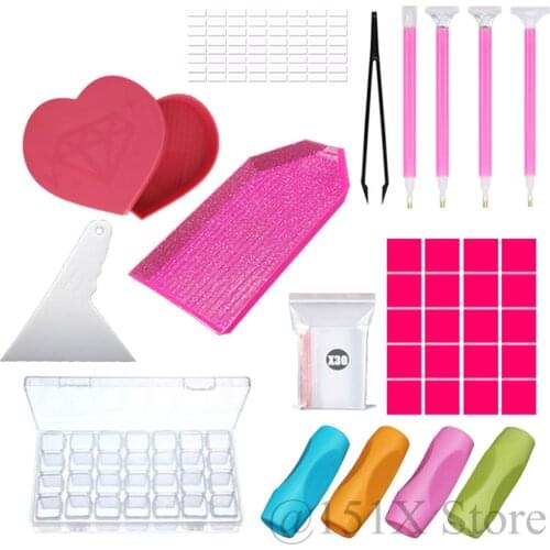 65pcs 5d Diamond Embroidery Accessories Point drill Tray And Clay Diamond Painting Tools Heart Tray Storage Box With Sticker Kit