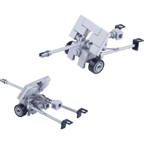 MOC WW2 Germany Flak Cannon Building Blocks Artillery Military Parts Soldier Figures Weapon Accessories Bricks Children DIY Toys