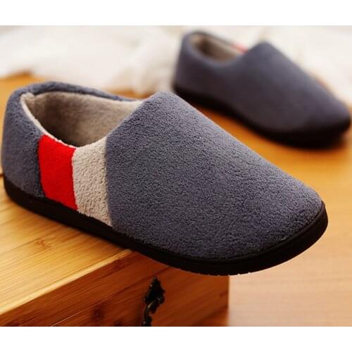 Men Slippers Home Memory foam Winter Short Plush Indoor Slippers Male Comfy Flock Non-slip House Shoes Big size 47-48