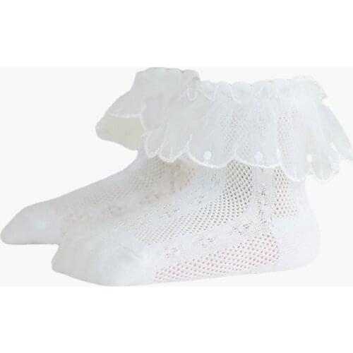 Summer Breathable Cotton Lace Ruffle Princess Knit Socks Kids Ankle Sock White Pink Blue Baby Girls Toddlers Toddler Socks