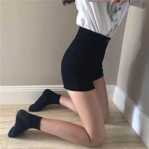 Summer 2020 New Tight Elastic Hot Pants Versatile Hip Pants Show Thin Black High-Waisted Black Pants Super Shorts