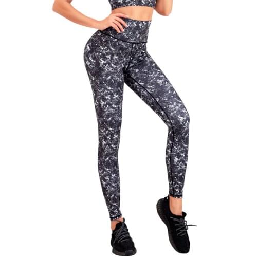 New sports fitness printed design high waist honey peach buttock yoga pants speed dry sports pants buttock lift tight women