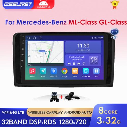 OSSURET Android Car Radio Multimedia Player for Mercedes-Benz ML-Class W164 GL-Class X164 GL320 ML300 2005-2012 GPS Navi WIFI BT