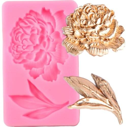 Peony Flower Lace Silicone Molds DIY Leaves Cupcake Topper Fondant Mold Wedding Cake Decorating Tools Candy Clay Chocolate Mould