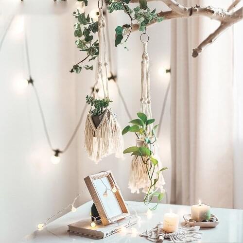 Macrame Plant Hanger Flower Pot 100% Handmade Bohemia Vintage Hanging Planter Basket Wall Plant Hanger Courtyard Garden Décor