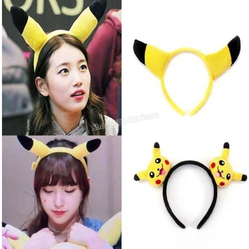 Pokemon Cartoon Pikachu Headband Doll Plush Headband Festive Party Style Hairpin Women Girls Cute Kids Accessories Fashion Gifts