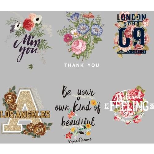 Simple And Beautiful Plant Flowers Pattern On Clothes Applique Decor Heat Transfer for Clothing Printed Heat-sensitive Patches