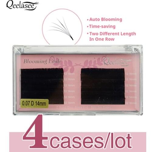 Qeelasee 4 Trays Easy Fanning Eyelash Extension Blooming Automatic Flowering Lashes Faux Mink Volume Extensions Cils Auto Fan