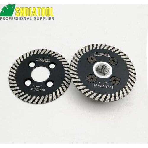 SHDIATOOL 1pc Hot pressed mini diamond saw blade with removable 5/8-11 long flange and 1pc diamond disc